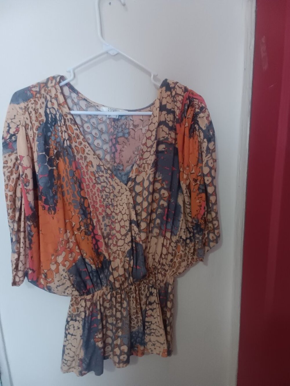 Lascana Venus Orange Print Batwing Top. Size Medium